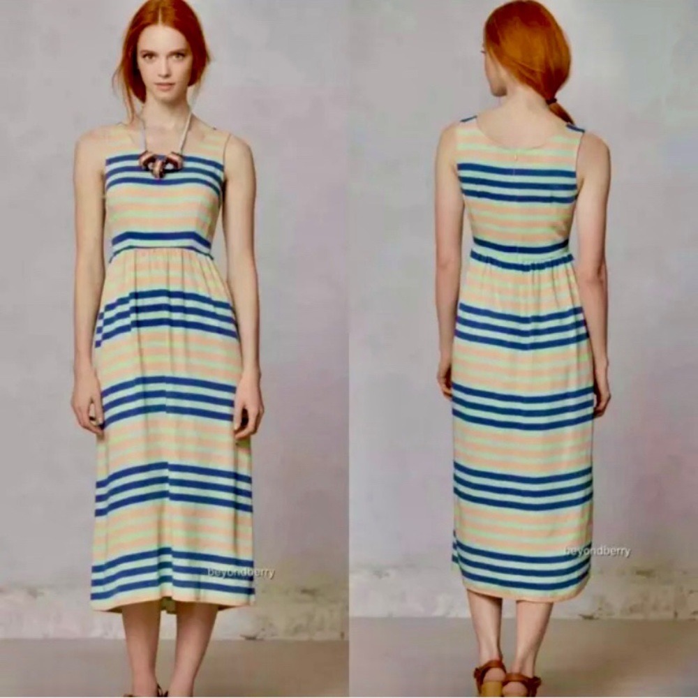 Dusen Dusen Spring Stripe midi dress Anthropologie